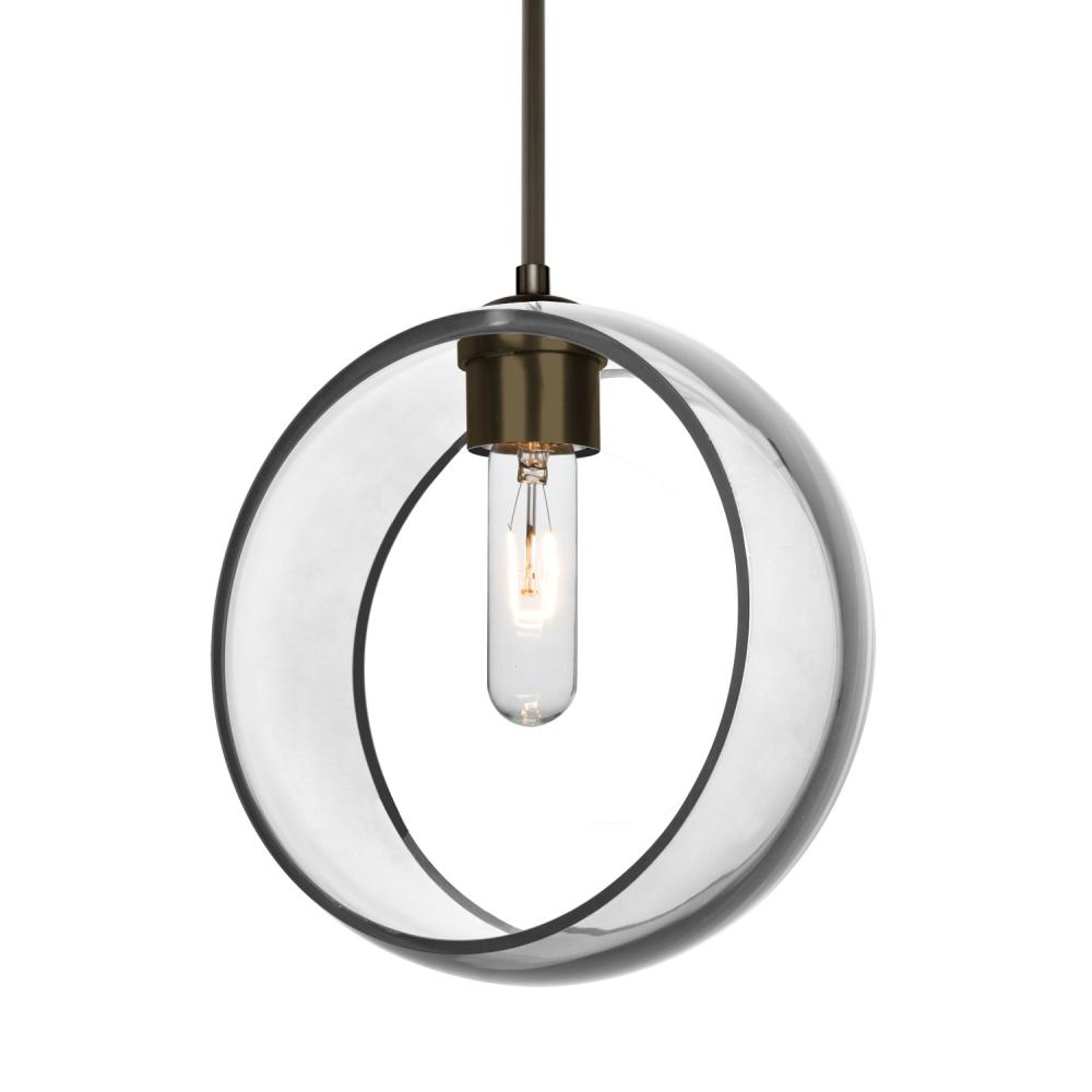 Besa Mana Pendant, Clear, Bronze Finish, 1x60W Medium Base, 15Ft. Cord