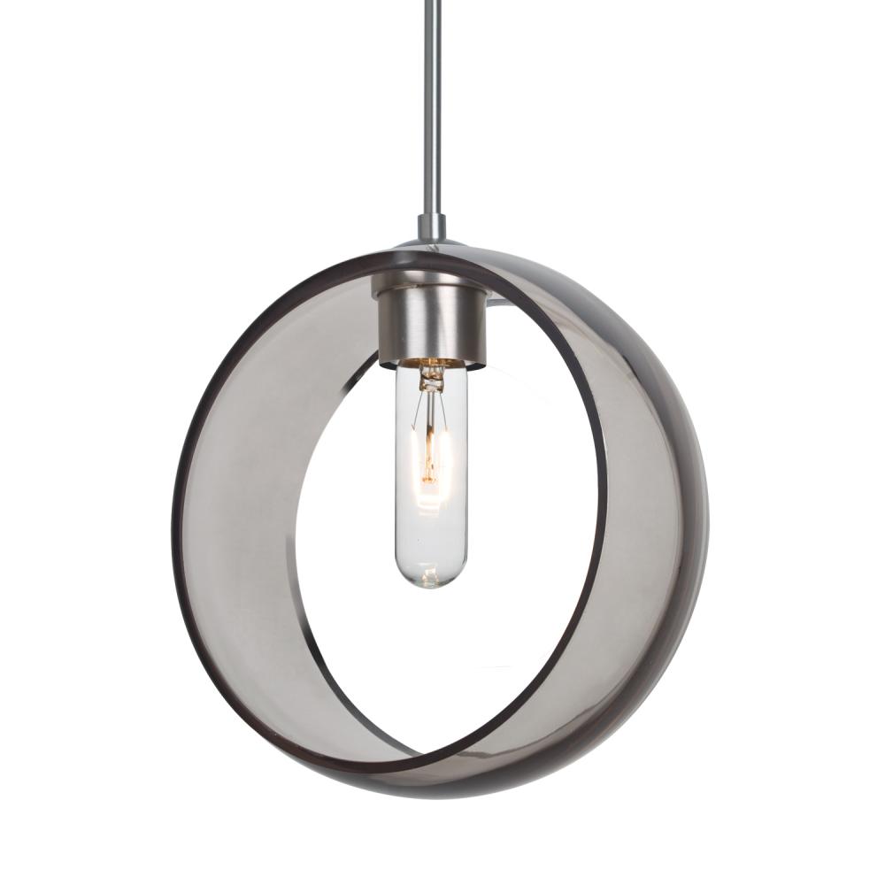 Besa Mana Pendant, Smoke, Satin Nickel Finish, 1x60W Medium Base