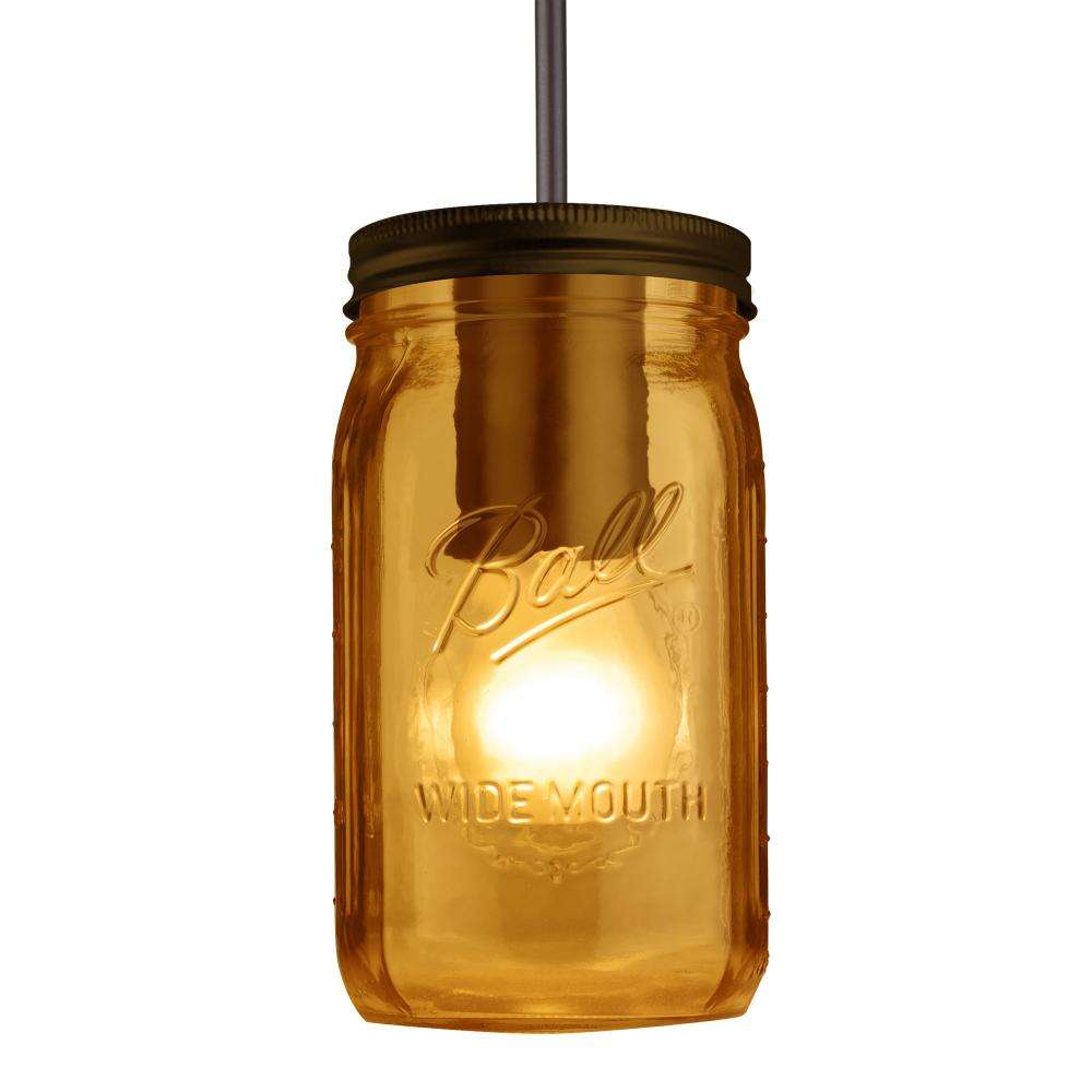 Besa Pendant Milo 4 Bronze Amber 1x40W Medium Base A15, 15Ft. Cord