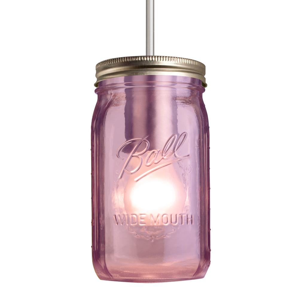 Besa Pendant Milo 4 Satin Nickel Purple 1x40W Medium Base A15, 15Ft. Cord