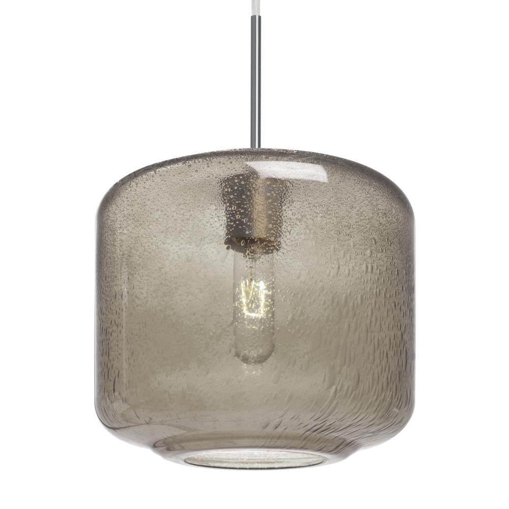 Besa Niles 10 Pendant, Smoke Bubble, Satin Nickel Finish, 1x60W Medium Base T10, 15Ft. Cord