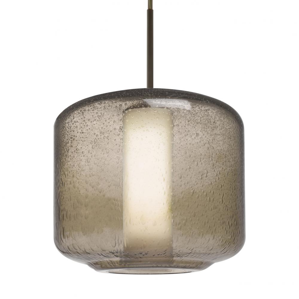 Besa Niles 10 Pendant, Smoke Bubble/Opal, Bronze Finish, 1x60W Medium Base T10, 15Ft. Cord