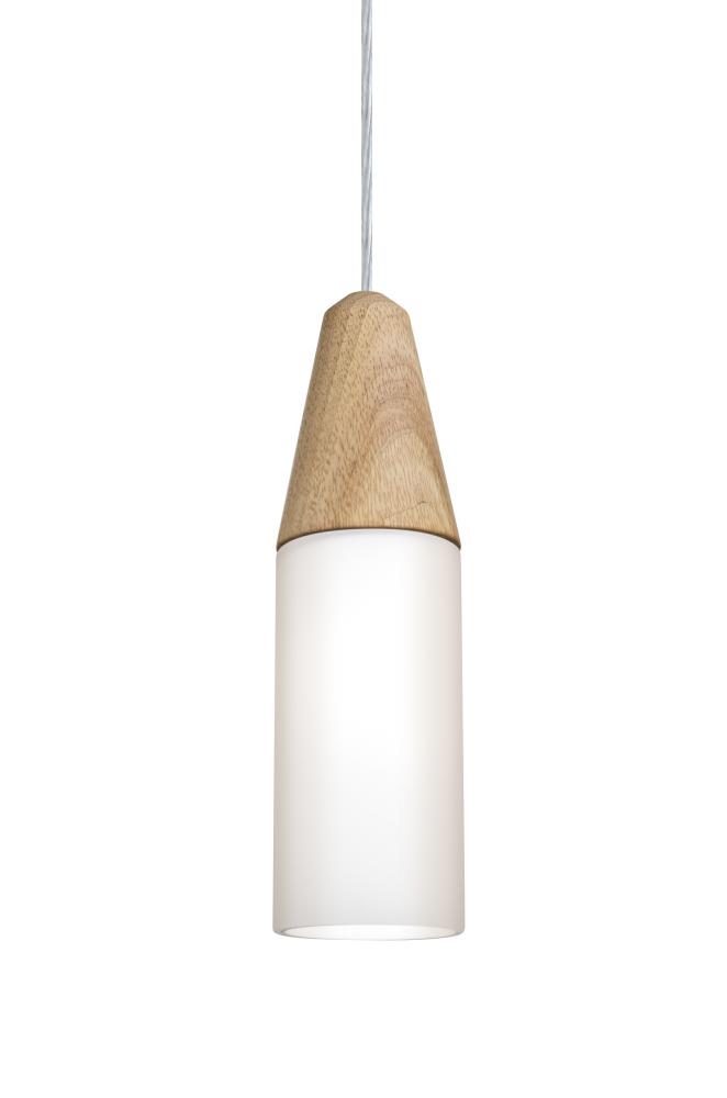 Besa, Nini Cord Pendant, Natural/Opal, Satin Nickel Finish, 1x40W Medium Base