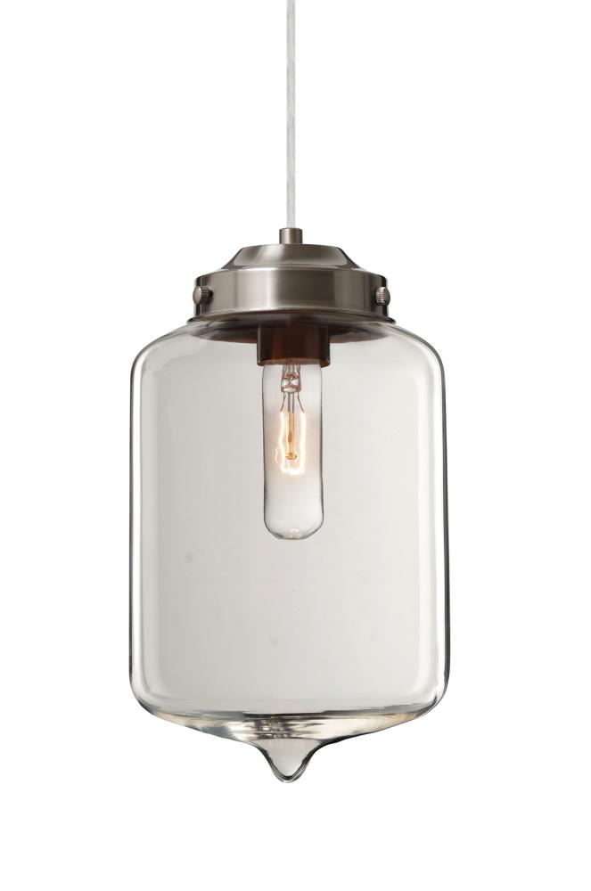 Besa Olin Pendant Satin Nickel Clear 1x60W Medium Base T10