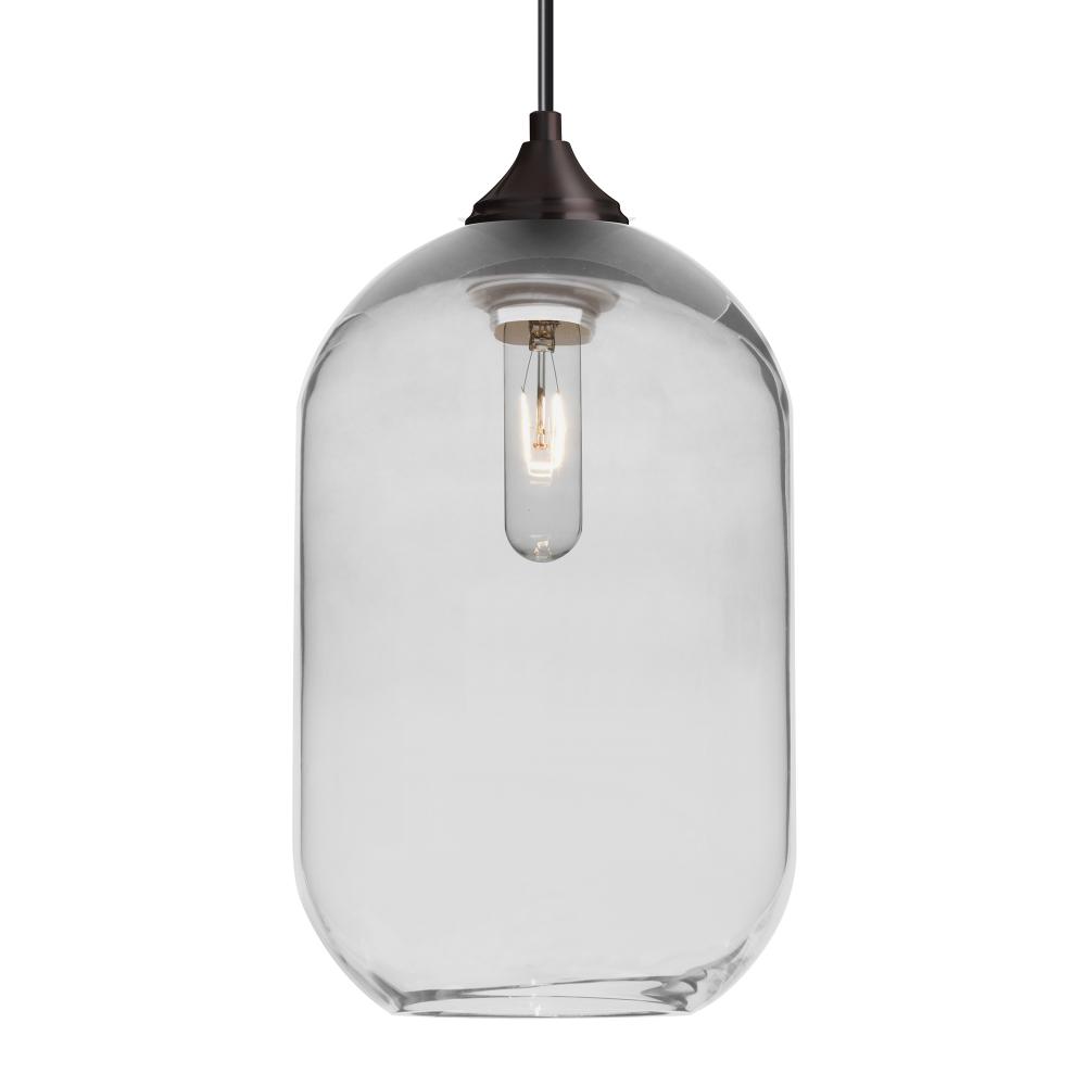 Besa, Omega 12 Cord Pendant, Clear, Bronze Finish, 1x60W Medium Base, 15Ft. Cord