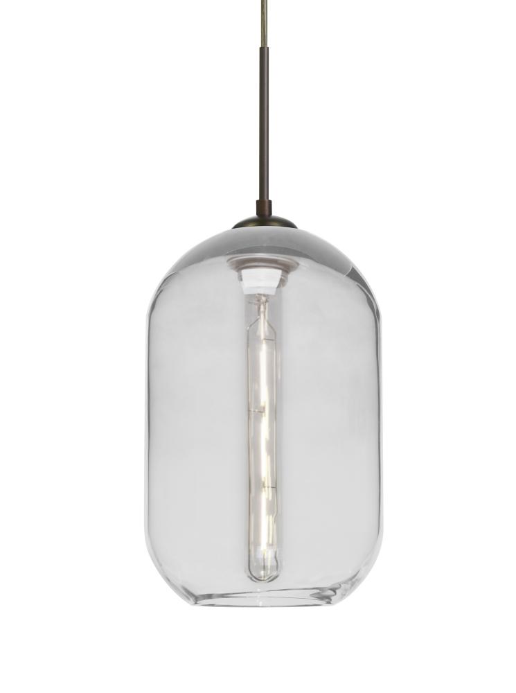 Besa, Omega 12 Cord Pendant, Clear, Bronze Finish, 1x4W LED Filament