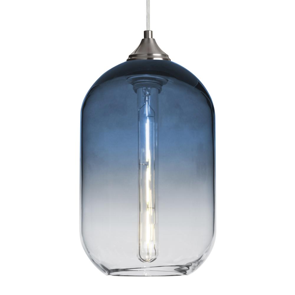 Besa, Omega 12 Cord Pendant, Steel/Clear, Satin Nickel Finish, 1x4W LED Filament, 15F