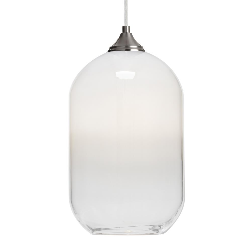 Besa, Omega 12 Cord Pendant, White/Clear, Satin Nickel Finish, 1x60W Medium Base, 15Ft. Cord