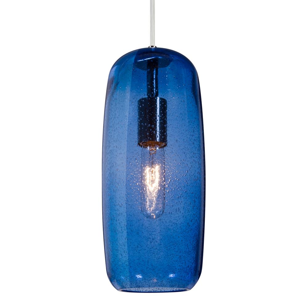 Besa, Pinot 13 Cord Pendant, Blue Bubble, Satin Nickel FInish 1x40W LED Filament