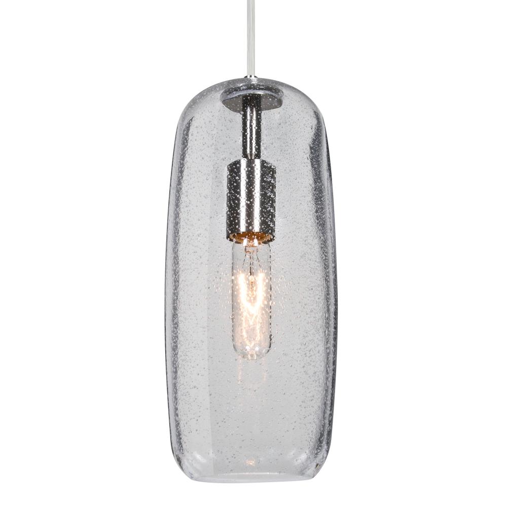 Besa, Pinot 13 Cord Pendant, Clear Bubble, Satin Nickel FInish 1x60W Incandescent