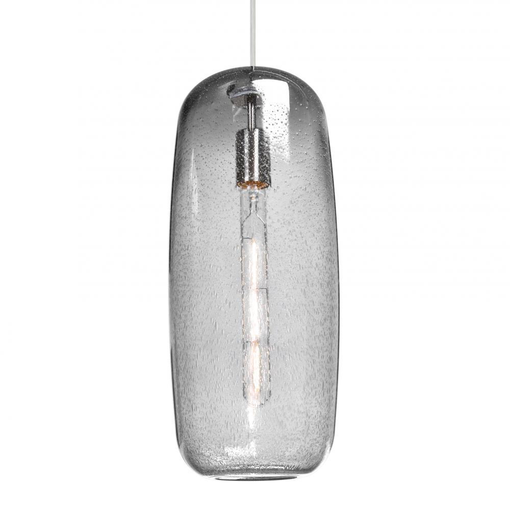 Besa, Pinot 18 Cord Pendant, Clear Bubble, Satin Nickel FInish 1x4W LED Filament