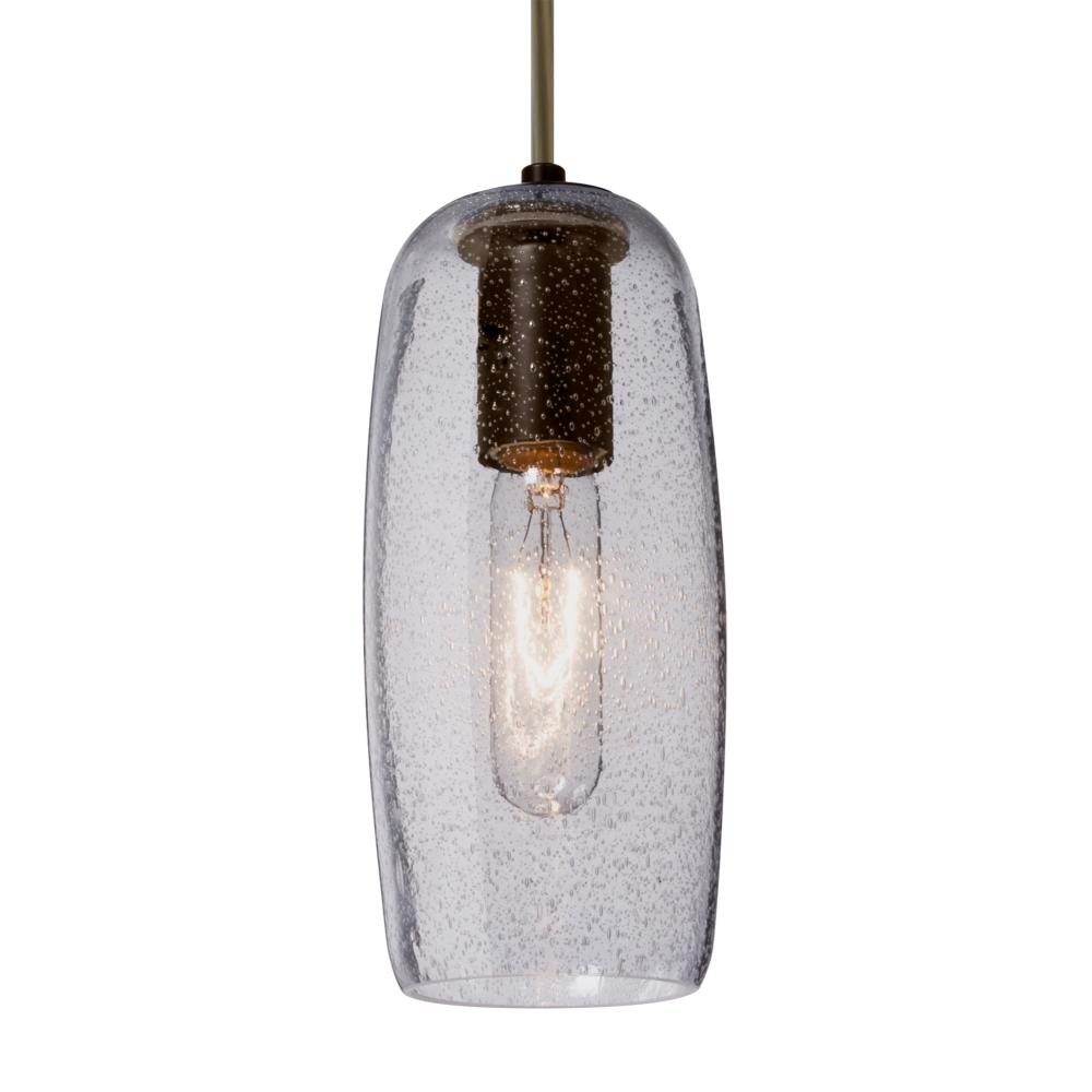 Besa, Pinot 9 Cord Pendant, Clear Bubble, Bronze FInish 1x4W LED Filament, 15Ft. Cord