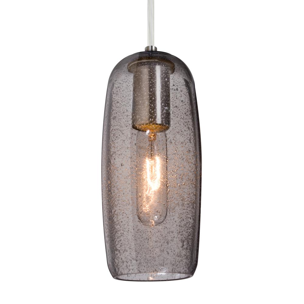 Besa, Pinot 9 Cord Pendant, Smoke Bubble, Satin Nickel FInish 1x4W LED Filament
