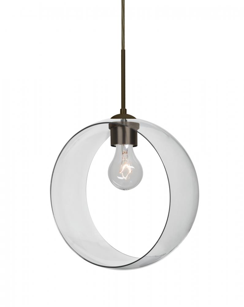 Besa, Plato Cord Pendant, Clear, Bronze Finish, 1x60W Medium Base, 15Ft. Cord