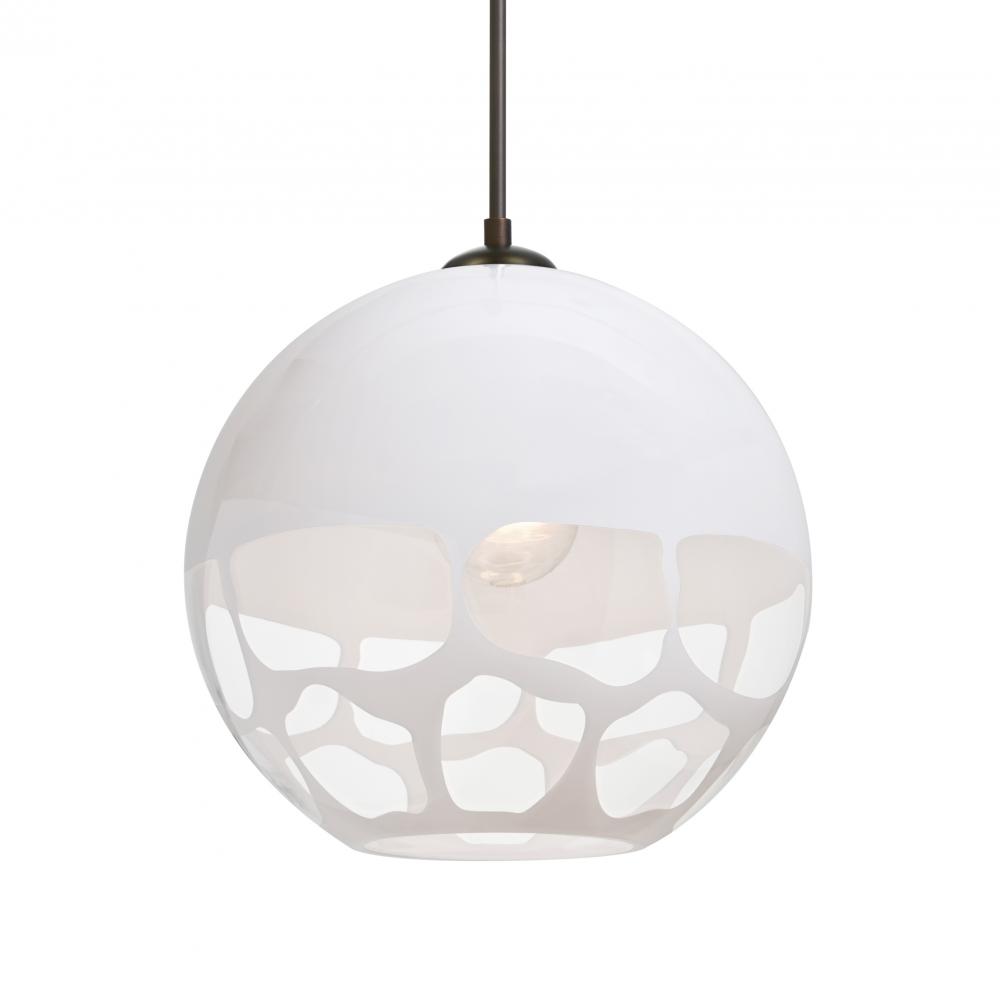 Besa, Rocky Cord Pendant, White, Bronze Finish, 1x9W LED, 15Ft. Cord