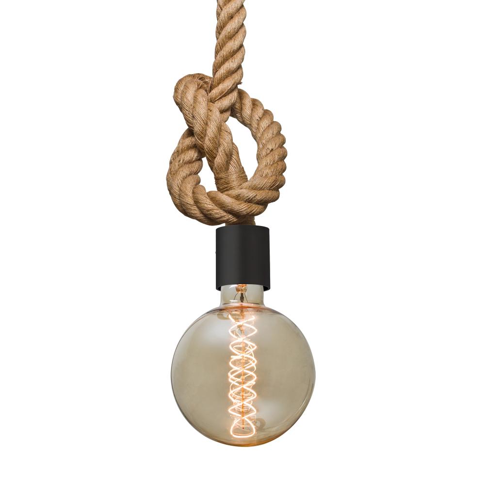 Besa Solo Rope Pendant, Black, 1x4W LED Filament, 15Ft. Cord