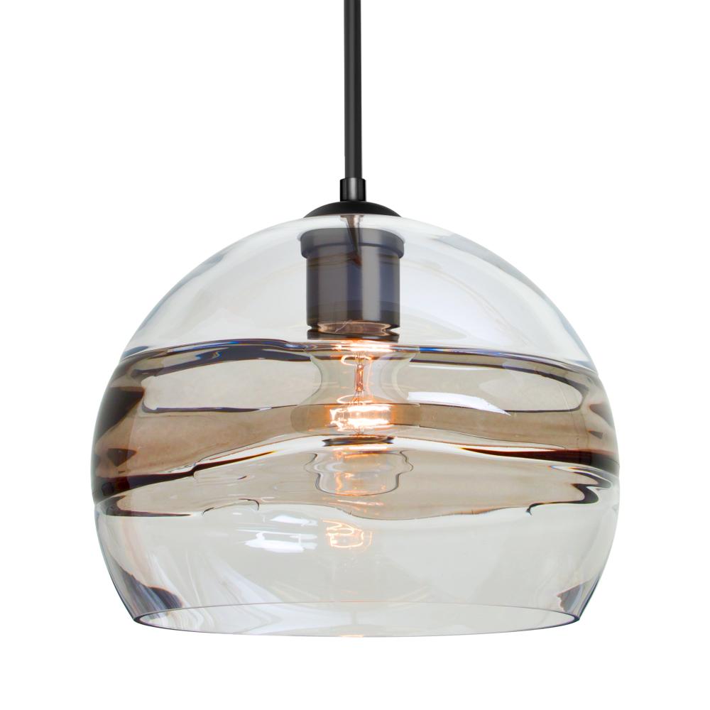 Besa Spirit 10 Pendant, Smoke/Clear, Black Finish, 1x60W Medium Base