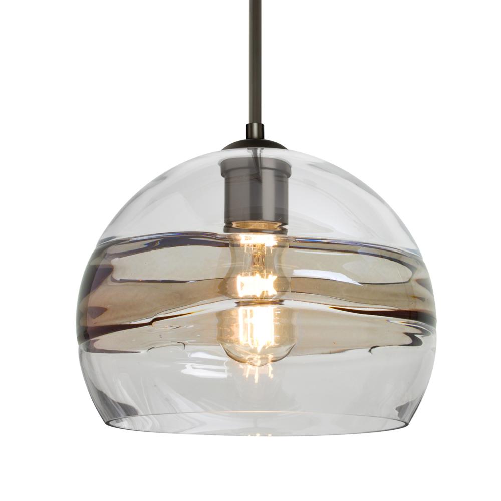 Besa Spirit 10 Pendant, Smoke/Clear, Bronze Finish, 1x8W LED Filament