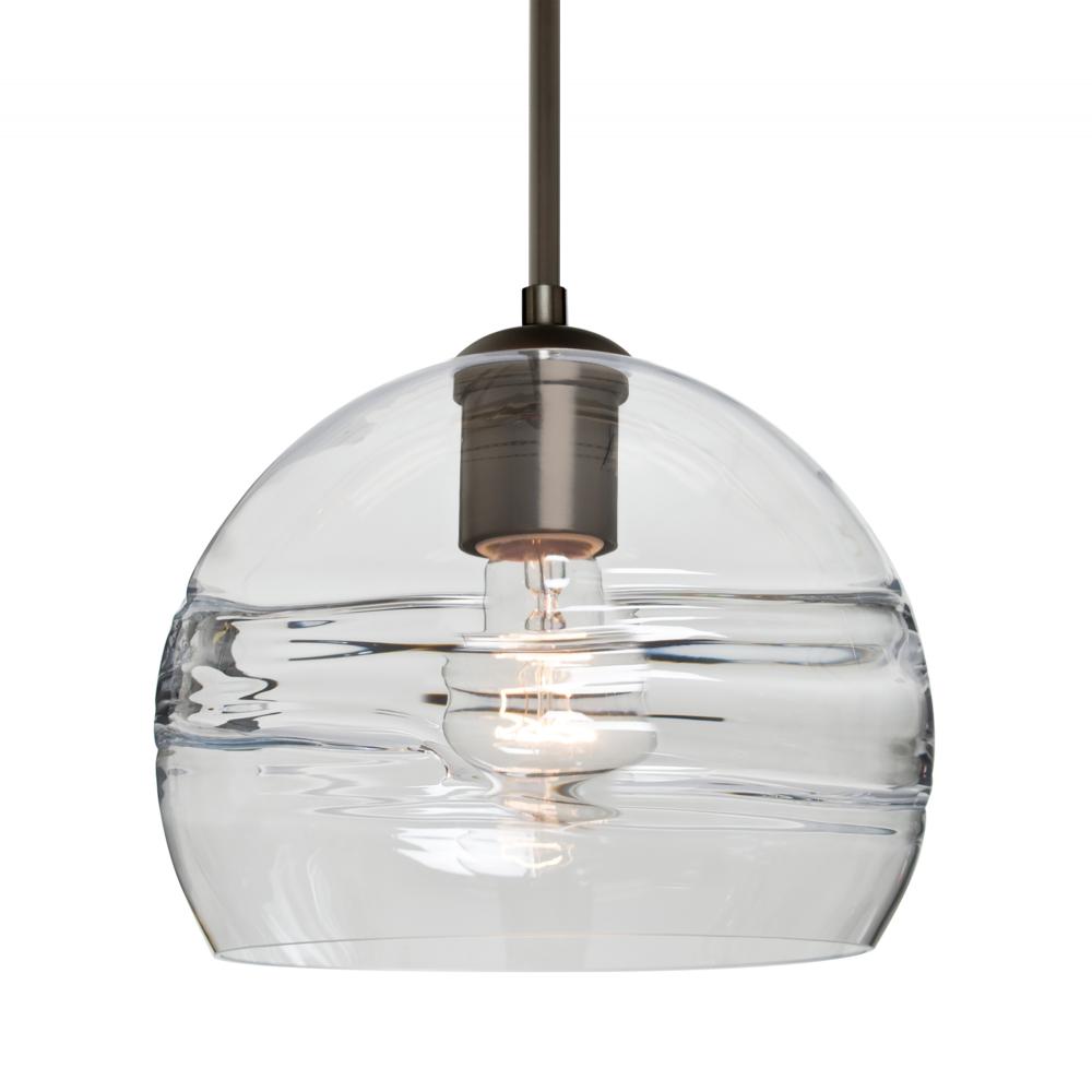 Besa Spirit 8 Pendant, Clear, Bronze Finish, 1x60W Medium Base, 15Ft. Cord