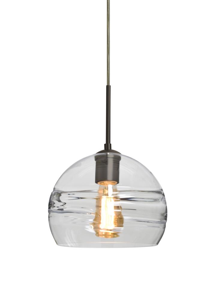 Besa Spirit 8 Pendant, Clear, Bronze Finish, 1x8W LED Filament, 15Ft. Cord