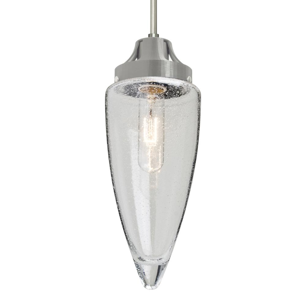 Besa, Sulu Cord Pendant, Clear Bubble, Satin Nickel Finish, 1x60W Medium Base, 15Ft. Cord