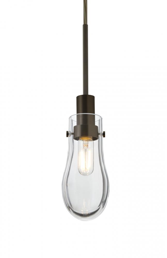 Besa, Wish Cord Pendant, Clear, Bronze Finish, 1x4W LED Filament