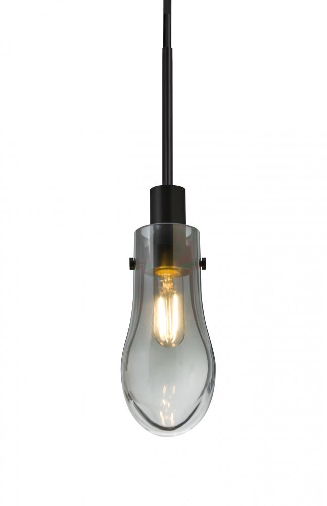 Besa, Wish Cord Pendant, Smoke/Clear, Black Finish, 1x4W LED Filament
