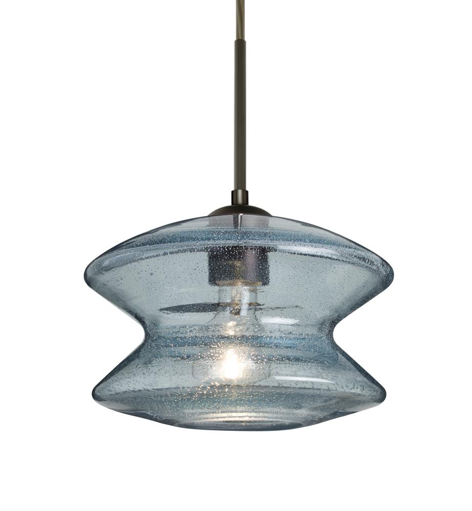 Besa, Zen Cord Pendant, Blue Bubble, Bronze Finish, 1x60W Medium Base