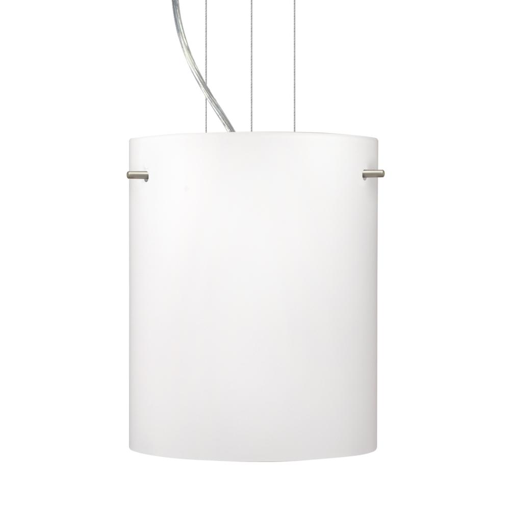 Besa Pendant Tamburo 8 Satin Nickel Opal Matte 1x100W Medium Base, 15Ft. Option
