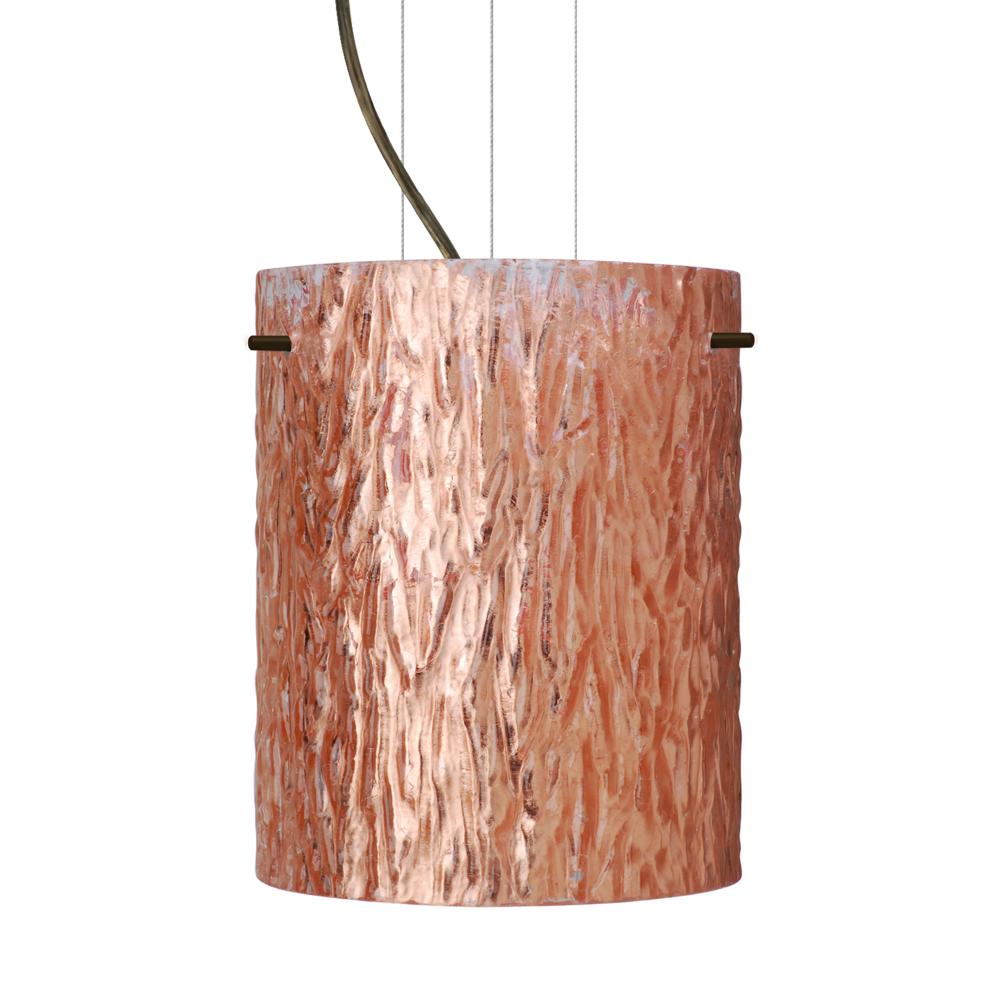 Besa Tamburo 8 Pendant Stone Copper Foil Bronze 1x11W LED, 15Ft. Option