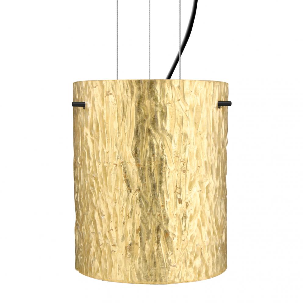 Besa Pendant Tamburo 8 Black Stone Gold Foil 1x100W Medium Base