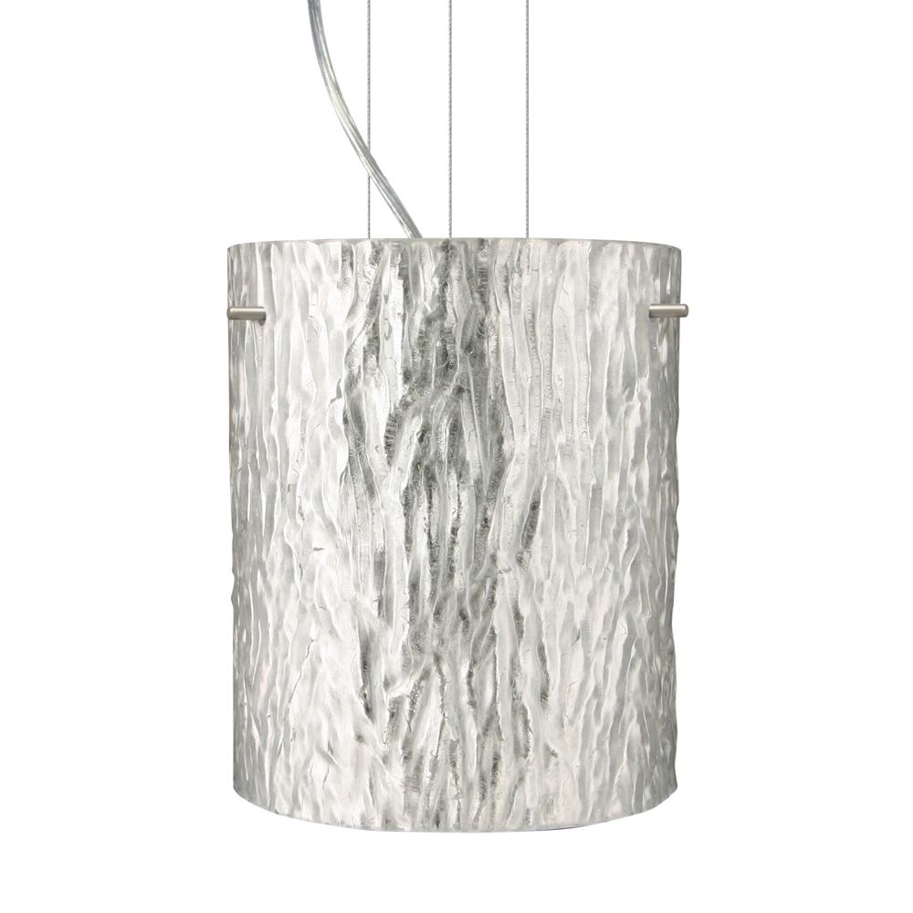Besa Pendant Tamburo 8 Satin Nickel Stone Silver Foil 1x100W Medium Base, 15Ft. Option
