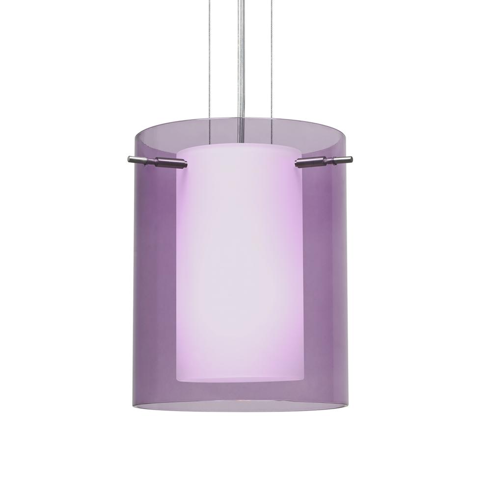 Besa Pahu 8 LED Pendant 1Kg Transparent Amethyst Satin Nickel 1x11W LED, 15Ft. Option
