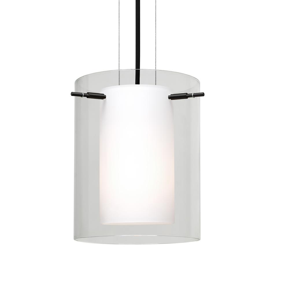 Besa Pendant Pahu 8 Black Clear/Opal 1x100W Medium Base
