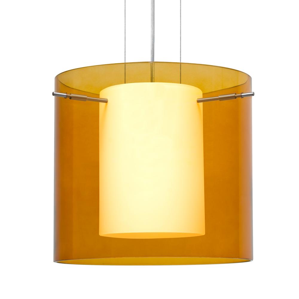 Besa Pendant Pahu 12 Satin Nickel Transparent Armagnac 1x100W Medium Base, 15Ft. Option