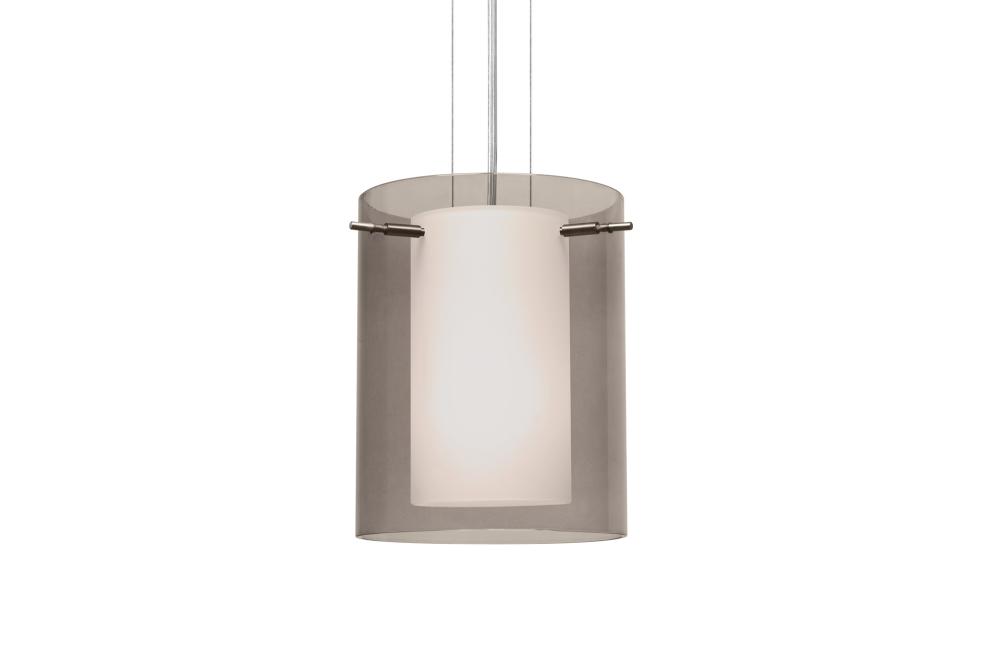 Besa Pendant Pahu 8 Satin Nickel Transparent Smoke/Opal 1x100W Medium Base