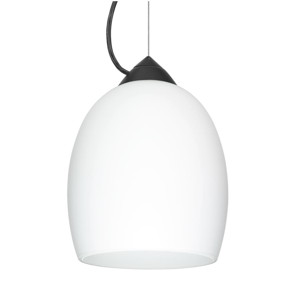 Besa Lucia Stem Pendant Opal Matte Black 1x100W Medium Base