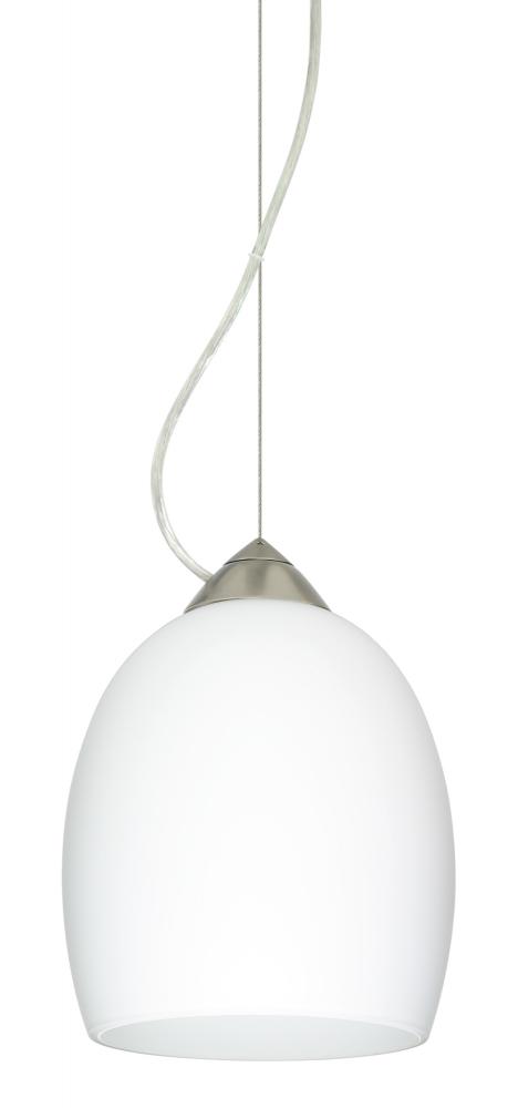 Besa Lucia LED Stem Pendant Opal Matte Satin Nickel 1x9W LED, 15Ft. Cord