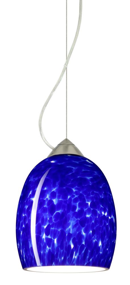 Besa Lucia LED Stem Pendant Blue Cloud Satin Nickel 1x9W LED, 15Ft. Cord