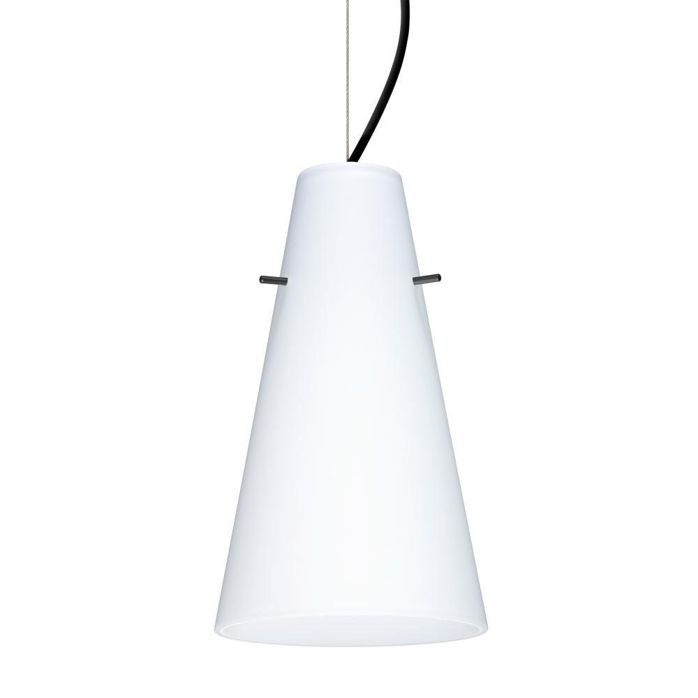 Besa Cierro Cable Pendant Opal Matte Black 1x100W Medium Base