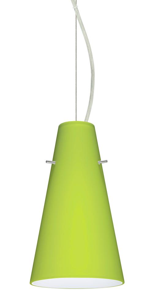 Besa Cierro Cable Pendant Chartreuse Satin Nickel 1x9W LED, 15Ft. Cord