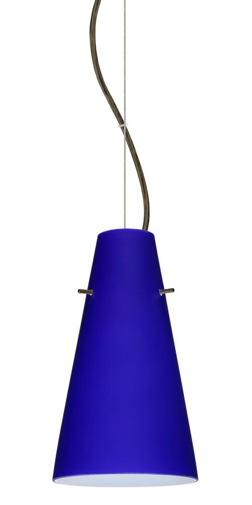 Besa Cierro LED Cable Pendant Cobalt Blue Matte Bronze 1x9W LED, 15Ft. Cord