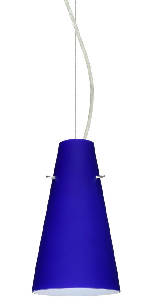 Besa Cierro Cable Pendant Cobalt Blue Matte Satin Nickel 1x100W Medium Base, 15Ft. Cord