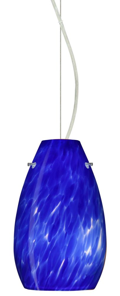 Besa Pera 9 LED Pendant Blue Cloud Satin Nickel 1x9W LED, 15Ft. Cord
