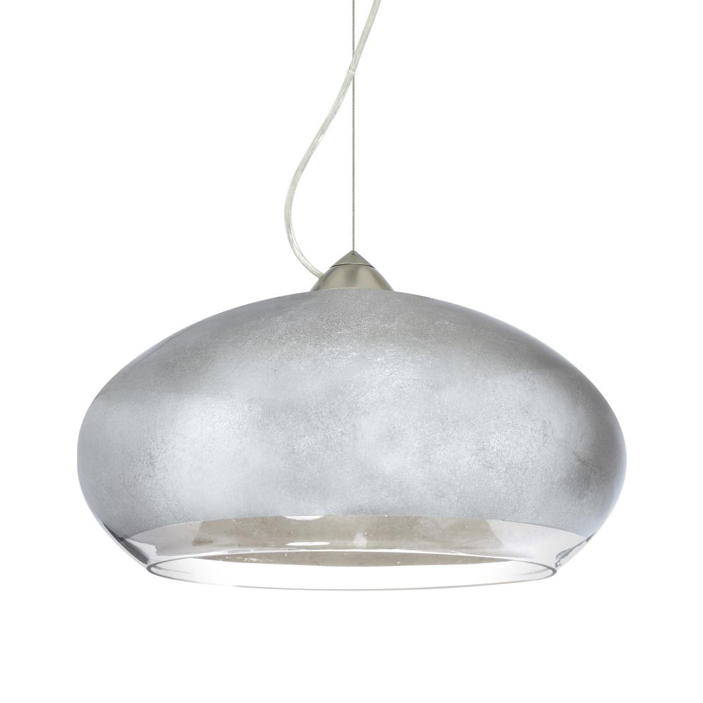 Besa Brio 14 Cable Pendant Satin Nickel Silver Foil 1x75W Medium Base, 15Ft. Cord