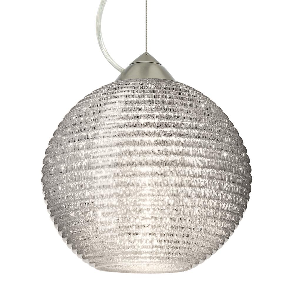 Besa Kristall 8 Pendant Satin Nickel Glitter 1x9W LED, 15Ft. Cord
