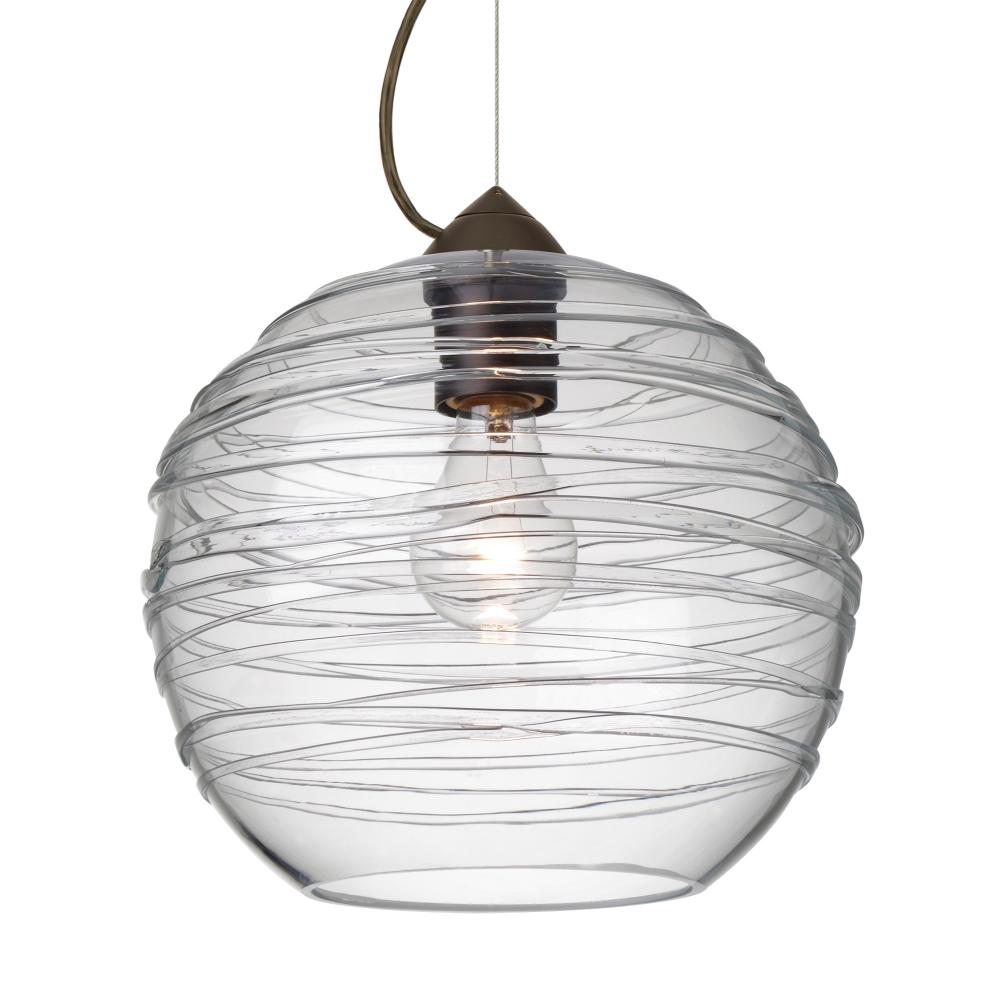 Besa Wave 10 Pendant Bronze Clear 1x60W Medium Base, 15Ft. Cord