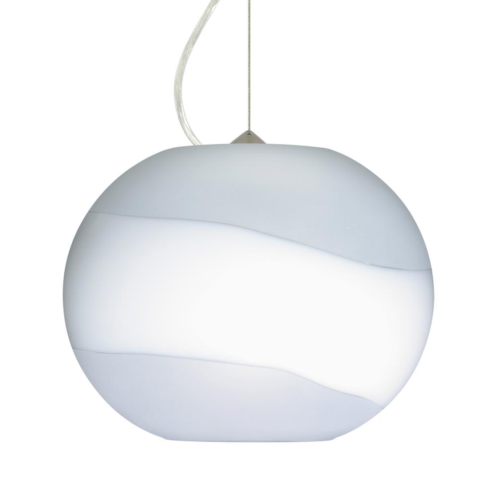 Besa Luna Pendant Opal Frost Satin Nickel 1x100W Medium Base, 15Ft. Cord