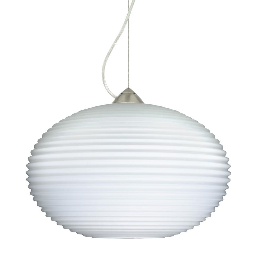 Besa Pape 12 Pendant 1Kx Opal Ribbed Satin Nickel 1x9W LED, 15Ft. Cord