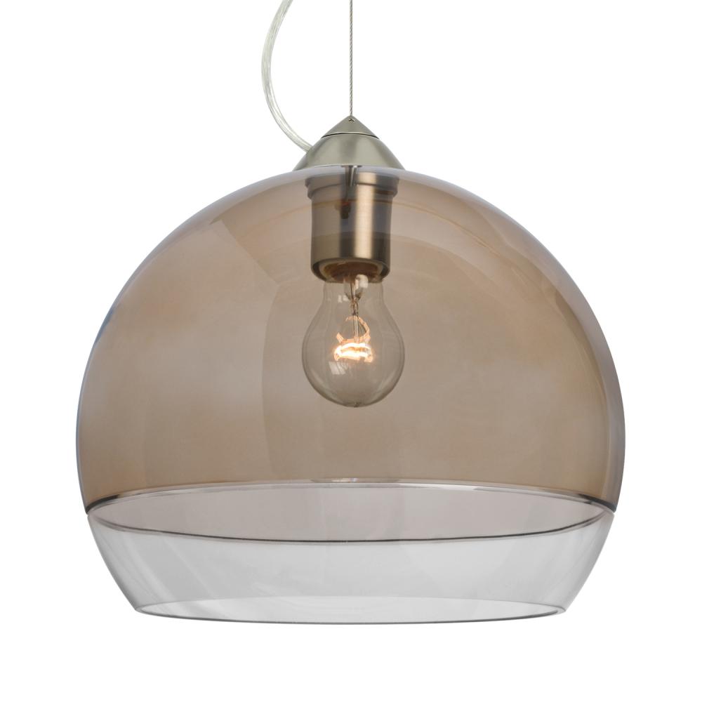 Besa, Ally 12 Cable Pendant, Smoke/Clear, Satin Nickel Finish, 1x60W Medium Base
